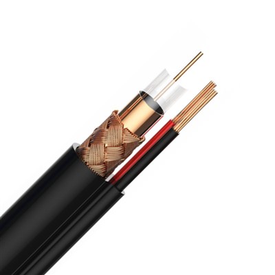 Power Cable With Coaxial CCTV Cable RG59 Black