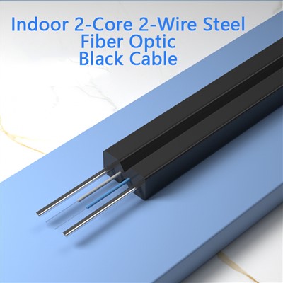 Black Indoor 2 Core 2 Wire Steel Fiber Optic Cable